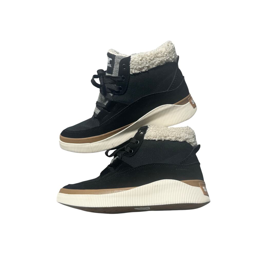 Sorel Out 'N About IV Mid Sneakers Womens 8.5 Black/Sea Salt Waterproof Mid Top - Picture 9 of 15